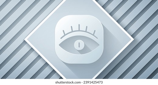 Paper cut Masons symbol All-seeing eye of God icon isolated on grey background. The eye of Providence in the triangle. Paper art style. Vector