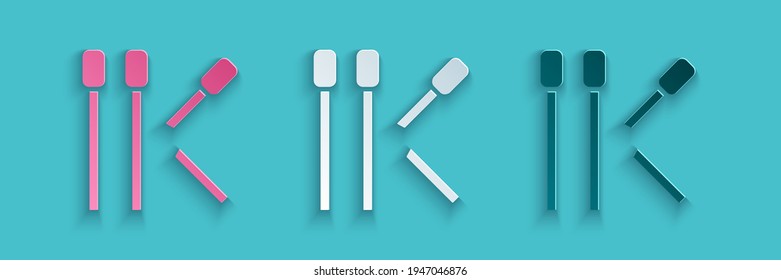 Paper cut Matches icon isolated on blue background. Paper art style. Vector