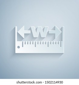 Paper cut The measuring height and length icon isolated on grey background. Ruler, straightedge, scale symbol. Paper art style. Vector Illustration