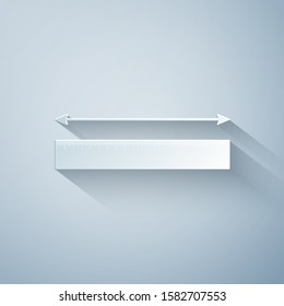 Paper cut The measuring height and length icon isolated on grey background. Ruler, straightedge, scale symbol. Paper art style. Vector Illustration