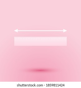 Paper cut The measuring height and length icon isolated on pink background. Ruler, straightedge, scale symbol. Paper art style. Vector.