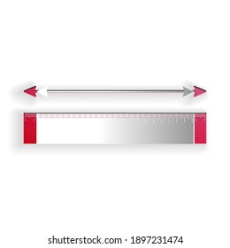 Recorte de papel El icono de altura y longitud de medida aislado en el fondo blanco. Símbolo de escala de regla, directo. Estilo de arte de papel. Vector.