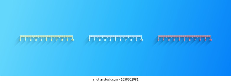 Paper cut Measuring scale, markup for rulers icon isolated on blue background. Size indicators. Different unit distances. Paper art style. Vector.
