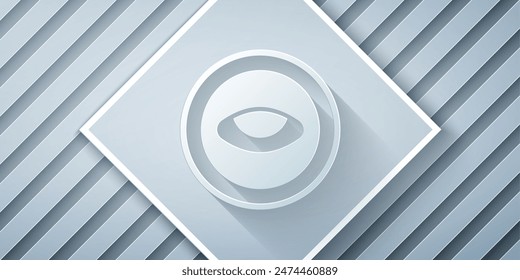 Paper cut Medallion with eye icon isolated on grey background. Magic amulet with eye. Paper art style. Vector