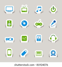 Paper cut - Media icons