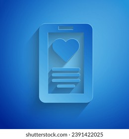 Paper cut Medical clipboard with clinical record icon isolated on blue background. Prescription, medical check marks report. Paper art style. Vector