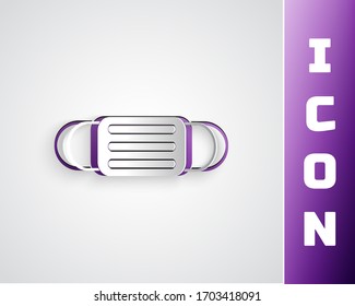 Paper cut Medical protective mask icon isolated on grey background. Paper art style. Vector Illustration
