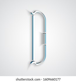 Paper cut Medieval bow icon isolated on grey background. Medieval weapon. Paper art style. Vector Illustration