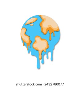 paper cut melting sign and "global warming" on white background