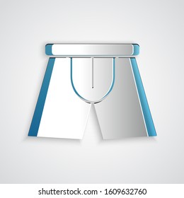 Paper cut Men underpants icon isolated on grey background. Man underwear. Paper art style. Vector Illustration