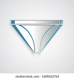 Paper cut Men underpants icon isolated on grey background. Man underwear. Paper art style. Vector Illustration
