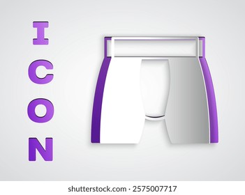 Paper cut Men underpants icon isolated on grey background. Man underwear. Paper art style. Vector