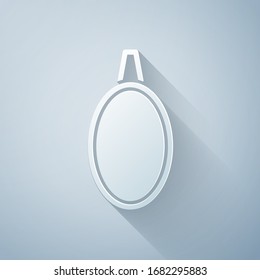 Paper cut Mirror icon isolated on grey background. Paper art style. Vector Illustration
