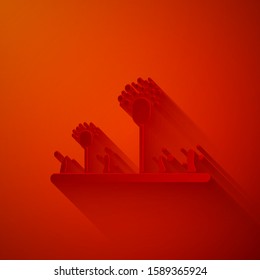 Paper cut Mold icon isolated on red background. Paper art style. Vector Illustration