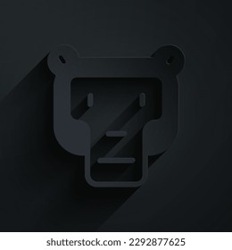 Paper cut Monkey icon isolated on black background. Animal symbol. Paper art style. Vector