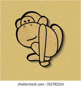 Paper cut monkey zodiac symbol