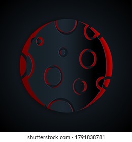 Paper cut Moon icon isolated on black background. Paper art style. Vector Illustration