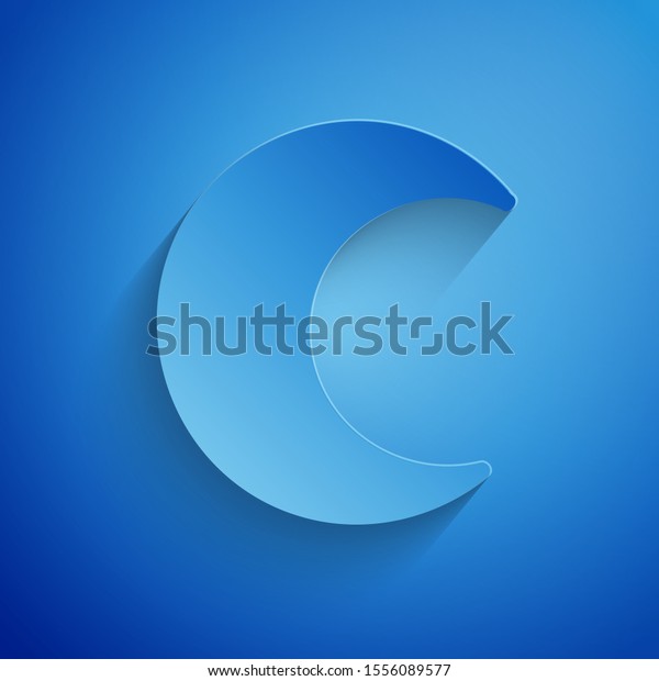 Paper cut Moon and stars icon\
isolated on blue background. Paper art style. Vector\
Illustration