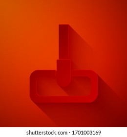 Icono de recorte de papel aislado en fondo rojo. El concepto de servicio de limpieza. Estilo de arte de papel. Ilustración vectorial