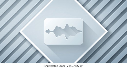 Paper cut Music wave equalizer icon isolated on grey background. Sound wave. Audio digital equalizer technology, console panel, pulse musical. Paper art style. Vector