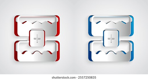 Paper cut Music wave equalizer icon isolated on grey background. Sound wave. Audio digital equalizer technology, console panel, pulse musical. Paper art style. Vector