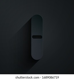 Paper cut Nail file icon isolated on black background. Manicure tool. Paper art style. Vector Illustration