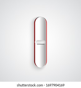 Paper cut Nail file icon isolated on grey background. Manicure tool. Paper art style. Vector Illustration