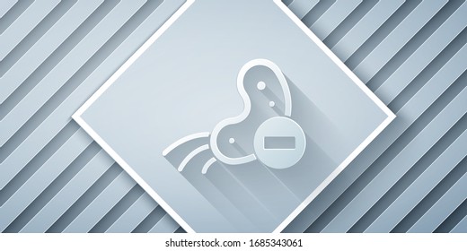 Paper cut Negative virus icon isolated on grey background. Corona virus 2019-nCoV. Bacteria and germs, cell cancer, microbe, fungi. Paper art style. Vector Illustration