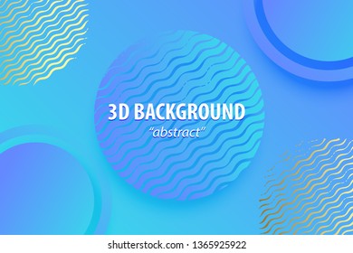 Paper cut neon ultra violet abstract 3d web trendy background. Realistic papercut banner random square circle layers. 3d backdrop. Concept material design. Minimalist cover template. Golden color.