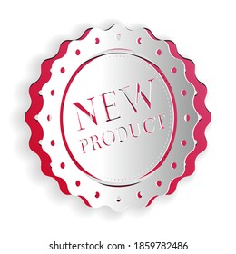 Paper cut New product label, badge, seal, sticker, tag, stamp icon isolated on white background. Paper art style. Vector.