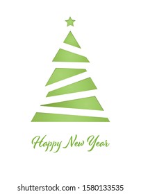 Paper cut New Year and Christmas tree for your seasonal holidays flyers, greetings and invitations, christmas cards, covers, posters, banners, flyers, placards.