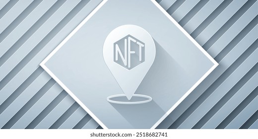 Paper cut NFT Digital crypto art icon isolated on grey background. Non fungible token. Paper art style. Vector