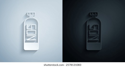 Paper cut Nitrous oxide icon isolated on grey and black background. Paper art style. Vector