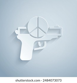 Paper cut No war icon isolated on grey background. The peace symbol. Paper art style. Vector
