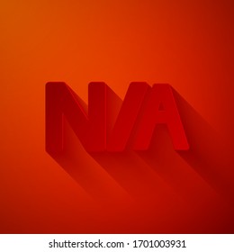 Paper cut Not applicable icon isolated on red background. Paper art style. Vector Illustration