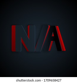 Paper cut Not applicable icon isolated on black background. Paper art style. Vector Illustration