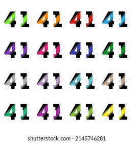 Paper cut number fourty one 41. Realistic 3D multi layers papercut effect isolated on white background. Figure of alphabet letter font. Decoration element for birthday or wedding greeting design