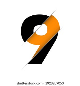 Paper cut number Nine letter. Realistic 3D multi layers papercut effect isolated on white background. Figure of alphabet letter font. Decoration element for birthday or wedding greeting design