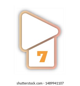 Paper cut number Seven letter. Realistic 3D multi layers papercut effect isolated on white background. Figure of alphabet letter font. Decoration element for birthday or wedding greeting design