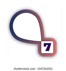 Paper cut number Seven letter. Realistic 3D multi layers papercut effect isolated on white background. Figure of alphabet letter font. Decoration element for birthday or wedding greeting design