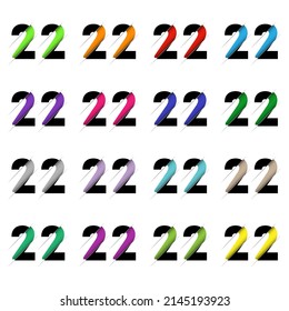 Paper cut number twenty two 22. Realistic 3D multi layers papercut effect isolated on white background. Figure of alphabet letter font. Decoration element for birthday or wedding greeting design