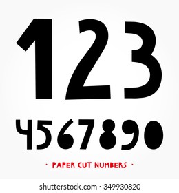 Paper Cut numbers for your design. Creative hand made numbers. Paper numbers. Beautiful typography elements.