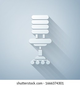 Paper cut Office chair icon isolated on grey background. Paper art style. Vector Illustration