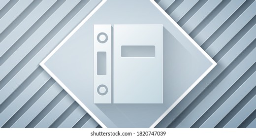 Paper cut Office folders with papers and documents icon isolated on grey background. Office binders. Archives folder sign. Paper art style. Vector Illustration