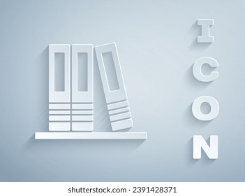 Paper cut Office folders with papers and documents icon isolated on grey background. Office binders. Archives folder sign. Paper art style. Vector