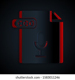 Paper cut OGG file document. Download ogg button icon isolated on black background. OGG file symbol. Paper art style. Vector Illustration