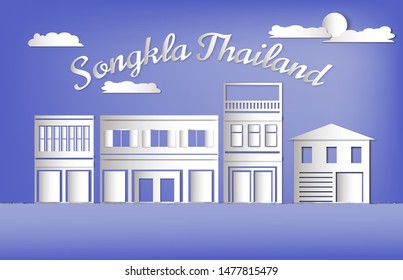 paper cut of old town in Songkla province at Thailand