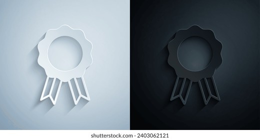 Paper cut Online education with diploma icon isolated on grey and black background. Diploma online at home. Webinar and video seminar learning. Paper art style. Vector