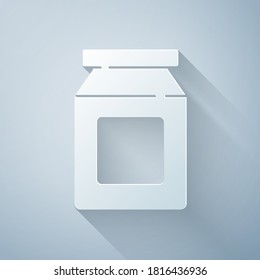 Paper cut Online ordering and fast food delivery icon isolated on grey background. Paper art style. Vector