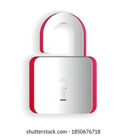 Paper cut Open padlock icon isolated on white background. Opened lock sign. Cyber security concept. Digital data protection. Safety safety. Paper art style. Vector.